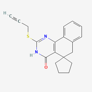 molecular formula C19H18N2OS B11638591 2-Prop-2-ynylsulfanylspiro[1,6-dihydrobenzo[h]quinazoline-5,1'-cyclopentane]-4-one CAS No. 5728-09-6