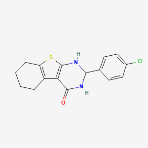 molecular formula C16H15ClN2OS B11638662 2-(4-chlorophenyl)-2,3,5,6,7,8-hexahydro[1]benzothieno[2,3-d]pyrimidin-4(1H)-one 