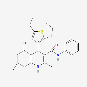 4-(5-Ethyl-2-(ethylthio)thiophen-3-yl)-2,7,7-trimethyl-5-oxo-N-phenyl-1,4,5,6,7,8-hexahydroquinoline-3-carboxamide