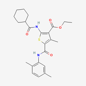 molecular formula C24H30N2O4S B11638689 Ethyl 2-[(cyclohexylcarbonyl)amino]-5-[(2,5-dimethylphenyl)carbamoyl]-4-methylthiophene-3-carboxylate 