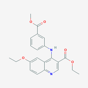 molecular formula C22H22N2O5 B11638691 Ethyl 6-ethoxy-4-{[3-(methoxycarbonyl)phenyl]amino}quinoline-3-carboxylate 