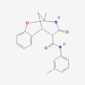 molecular formula C20H20N2O3 B11638696 2-methyl-N-(3-methylphenyl)-4-oxo-3,4,5,6-tetrahydro-2H-2,6-methano-1,3-benzoxazocine-5-carboxamide 