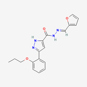 molecular formula C18H18N4O3 B11638702 N'-(2-Furylmethylene)-3-(2-propoxyphenyl)-1H-pyrazole-5-carbohydrazide 