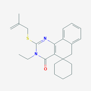 molecular formula C23H28N2OS B11638710 3-Ethyl-2-[(2-methylprop-2-EN-1-YL)sulfanyl]-4,6-dihydro-3H-spiro[benzo[H]quinazoline-5,1'-cyclohexan]-4-one 