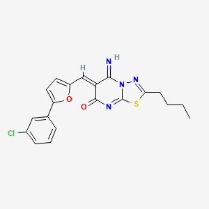 (6Z)-2-butyl-6-{[5-(3-chlorophenyl)furan-2-yl]methylidene}-5-imino-5,6-dihydro-7H-[1,3,4]thiadiazolo[3,2-a]pyrimidin-7-one