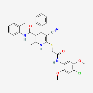 molecular formula C31H29ClN4O4S B11638736 6-({2-[(4-chloro-2,5-dimethoxyphenyl)amino]-2-oxoethyl}sulfanyl)-5-cyano-2-methyl-N-(2-methylphenyl)-4-phenyl-1,4-dihydropyridine-3-carboxamide 