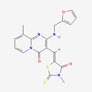 molecular formula C19H16N4O3S2 B11638741 2-[(furan-2-ylmethyl)amino]-9-methyl-3-[(Z)-(3-methyl-4-oxo-2-thioxo-1,3-thiazolidin-5-ylidene)methyl]-4H-pyrido[1,2-a]pyrimidin-4-one 