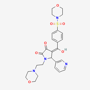 molecular formula C26H30N4O7S B11638770 (4E)-4-{hydroxy[4-(morpholin-4-ylsulfonyl)phenyl]methylidene}-1-[2-(morpholin-4-yl)ethyl]-5-(pyridin-3-yl)pyrrolidine-2,3-dione 