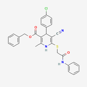 molecular formula C29H24ClN3O3S B11638787 Benzyl 4-(4-chlorophenyl)-5-cyano-2-methyl-6-{[2-oxo-2-(phenylamino)ethyl]sulfanyl}-1,4-dihydropyridine-3-carboxylate 