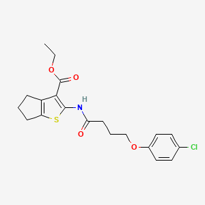 molecular formula C20H22ClNO4S B11638792 ethyl 2-{[4-(4-chlorophenoxy)butanoyl]amino}-5,6-dihydro-4H-cyclopenta[b]thiophene-3-carboxylate 