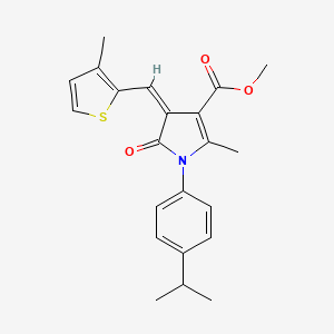 molecular formula C22H23NO3S B11638805 methyl (4Z)-2-methyl-4-[(3-methylthiophen-2-yl)methylidene]-5-oxo-1-[4-(propan-2-yl)phenyl]-4,5-dihydro-1H-pyrrole-3-carboxylate 