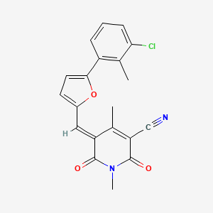 molecular formula C20H15ClN2O3 B11638820 (5E)-5-{[5-(3-chloro-2-methylphenyl)furan-2-yl]methylidene}-1,4-dimethyl-2,6-dioxo-1,2,5,6-tetrahydropyridine-3-carbonitrile 