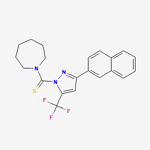 molecular formula C21H20F3N3S B11638829 azepan-1-yl[3-(naphthalen-2-yl)-5-(trifluoromethyl)-1H-pyrazol-1-yl]methanethione 