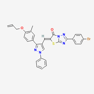 molecular formula C30H22BrN5O2S B11638837 (5Z)-2-(4-bromophenyl)-5-({3-[3-methyl-4-(prop-2-en-1-yloxy)phenyl]-1-phenyl-1H-pyrazol-4-yl}methylidene)[1,3]thiazolo[3,2-b][1,2,4]triazol-6(5H)-one 