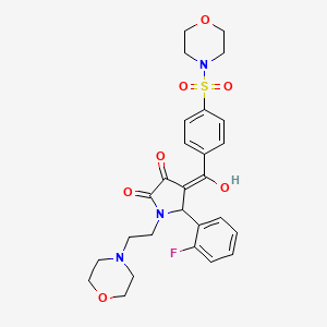 molecular formula C27H30FN3O7S B11638851 5-(2-fluorophenyl)-3-hydroxy-1-[2-(morpholin-4-yl)ethyl]-4-{[4-(morpholin-4-ylsulfonyl)phenyl]carbonyl}-1,5-dihydro-2H-pyrrol-2-one 