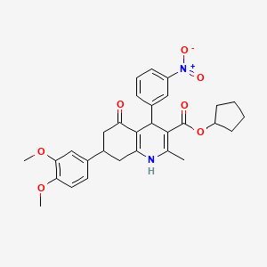 Cyclopentyl 7-(3,4-dimethoxyphenyl)-2-methyl-4-(3-nitrophenyl)-5-oxo-1,4,5,6,7,8-hexahydroquinoline-3-carboxylate