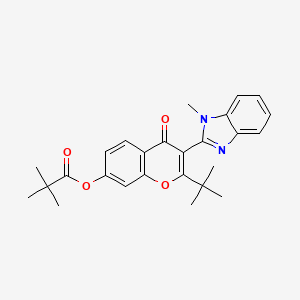 2-tert-butyl-3-(1-methyl-1H-benzimidazol-2-yl)-4-oxo-4H-chromen-7-yl 2,2-dimethylpropanoate