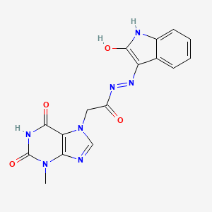 2-(3-methyl-2,6-dioxo-1,2,3,6-tetrahydro-7H-purin-7-yl)-N'-[(3E)-2-oxo-1,2-dihydro-3H-indol-3-ylidene]acetohydrazide