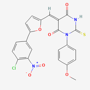 molecular formula C22H14ClN3O6S B11638943 (5Z)-5-{[5-(4-Chloro-3-nitrophenyl)furan-2-YL]methylidene}-1-(4-methoxyphenyl)-2-sulfanylidene-1,3-diazinane-4,6-dione 