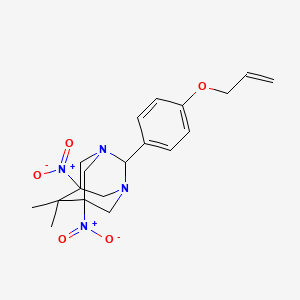 molecular formula C19H24N4O5 B11638951 2-[4-(Allyloxy)phenyl]-6,6-dimethyl-5,7-dinitro-1,3-diazatricyclo[3.3.1.1~3,7~]decane 