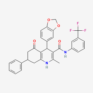 4-(1,3-Benzodioxol-5-YL)-2-methyl-5-oxo-7-phenyl-N-[3-(trifluoromethyl)phenyl]-1,4,5,6,7,8-hexahydro-3-quinolinecarboxamide