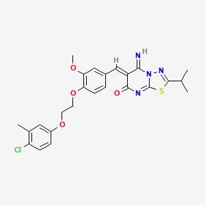 molecular formula C25H25ClN4O4S B11638964 (6Z)-6-{4-[2-(4-chloro-3-methylphenoxy)ethoxy]-3-methoxybenzylidene}-5-imino-2-(propan-2-yl)-5,6-dihydro-7H-[1,3,4]thiadiazolo[3,2-a]pyrimidin-7-one 