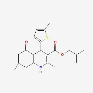 molecular formula C22H29NO3S B11638974 2-Methylpropyl 2,7,7-trimethyl-4-(5-methylthiophen-2-yl)-5-oxo-1,4,5,6,7,8-hexahydroquinoline-3-carboxylate 