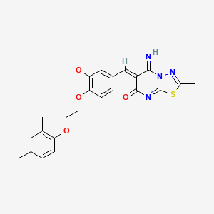 molecular formula C24H24N4O4S B11638978 (6Z)-6-{4-[2-(2,4-dimethylphenoxy)ethoxy]-3-methoxybenzylidene}-5-imino-2-methyl-5,6-dihydro-7H-[1,3,4]thiadiazolo[3,2-a]pyrimidin-7-one 