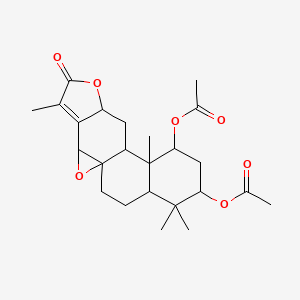 molecular formula C24H32O7 B1163898 1alpha,3beta-Diacetoxy-8beta,14beta-epoxy-ent-abiet-13(15)-en-16,12-olide CAS No. 1005212-02-1