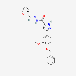 molecular formula C24H22N4O4 B11638998 N'-[(E)-furan-2-ylmethylidene]-3-{3-methoxy-4-[(4-methylbenzyl)oxy]phenyl}-1H-pyrazole-5-carbohydrazide 