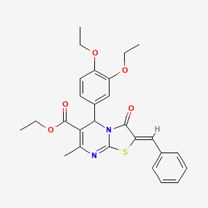 ethyl (2Z)-2-benzylidene-5-(3,4-diethoxyphenyl)-7-methyl-3-oxo-2,3-dihydro-5H-[1,3]thiazolo[3,2-a]pyrimidine-6-carboxylate