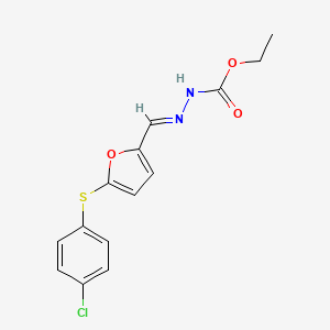 ethyl (2E)-2-({5-[(4-chlorophenyl)sulfanyl]furan-2-yl}methylidene)hydrazinecarboxylate