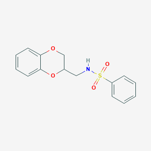 molecular formula C15H15NO4S B11639026 N-(2,3-dihydro-1,4-benzodioxin-2-ylmethyl)benzenesulfonamide 