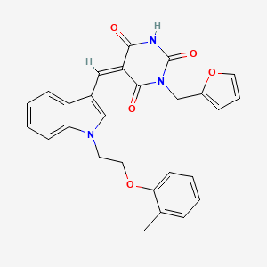 molecular formula C27H23N3O5 B11639033 (5Z)-1-(furan-2-ylmethyl)-5-({1-[2-(2-methylphenoxy)ethyl]-1H-indol-3-yl}methylidene)pyrimidine-2,4,6(1H,3H,5H)-trione 