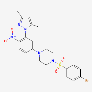 molecular formula C21H22BrN5O4S B11639062 1-(4-Bromo-benzenesulfonyl)-4-[3-(3,5-dimethyl-pyrazol-1-yl)-4-nitro-phenyl]-piperazine 