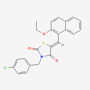 molecular formula C23H18ClNO3S B11639068 (5Z)-3-[(4-chlorophenyl)methyl]-5-[(2-ethoxynaphthalen-1-yl)methylidene]-1,3-thiazolidine-2,4-dione 