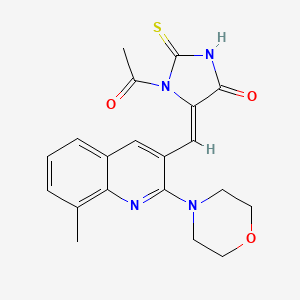 molecular formula C20H20N4O3S B11639101 (5Z)-1-acetyl-5-{[8-methyl-2-(morpholin-4-yl)quinolin-3-yl]methylidene}-2-sulfanyl-1,5-dihydro-4H-imidazol-4-one 