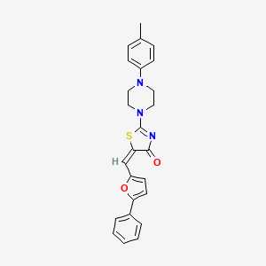 molecular formula C25H23N3O2S B11639136 (5E)-2-[4-(4-methylphenyl)piperazin-1-yl]-5-[(5-phenylfuran-2-yl)methylidene]-1,3-thiazol-4(5H)-one 