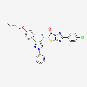 molecular formula C30H24ClN5O2S B11639161 (5Z)-5-{[3-(4-butoxyphenyl)-1-phenyl-1H-pyrazol-4-yl]methylene}-2-(4-chlorophenyl)[1,3]thiazolo[3,2-b][1,2,4]triazol-6(5H)-one 