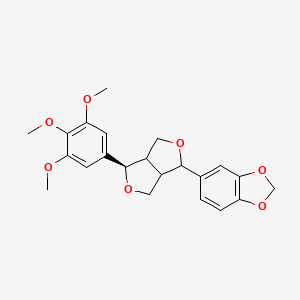 molecular formula C22H24O7 B1163919 5-[(4r)-4-(3,4,5-trimethoxyphenyl)tetrahydro-1h,3h-furo[3,4-c]furan-1-yl]-1,3-benzodioxole CAS No. 41689-50-3