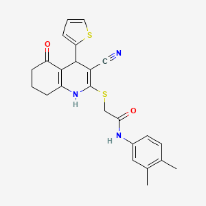 2-{[3-cyano-5-oxo-4-(thiophen-2-yl)-1,4,5,6,7,8-hexahydroquinolin-2-yl]sulfanyl}-N-(3,4-dimethylphenyl)acetamide