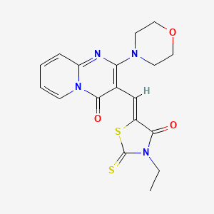 molecular formula C18H18N4O3S2 B11639230 3-[(Z)-(3-ethyl-4-oxo-2-thioxo-1,3-thiazolidin-5-ylidene)methyl]-2-(4-morpholinyl)-4H-pyrido[1,2-a]pyrimidin-4-one 