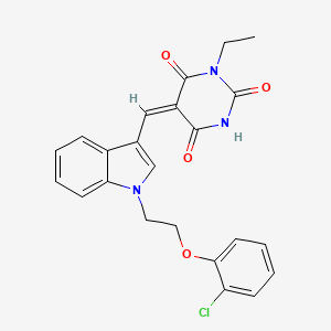 (5E)-5-({1-[2-(2-chlorophenoxy)ethyl]-1H-indol-3-yl}methylidene)-1-ethylpyrimidine-2,4,6(1H,3H,5H)-trione