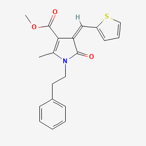 methyl (4Z)-2-methyl-5-oxo-1-(2-phenylethyl)-4-(thiophen-2-ylmethylidene)-4,5-dihydro-1H-pyrrole-3-carboxylate