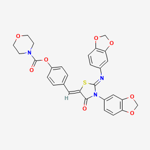 molecular formula C29H23N3O8S B11639274 4-{(Z)-[(2Z)-3-(1,3-benzodioxol-5-yl)-2-(1,3-benzodioxol-5-ylimino)-4-oxo-1,3-thiazolidin-5-ylidene]methyl}phenyl morpholine-4-carboxylate 