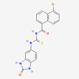 molecular formula C19H13BrN4O2S B11639276 5-bromo-N-[(2-oxo-2,3-dihydro-1H-benzimidazol-5-yl)carbamothioyl]naphthalene-1-carboxamide 