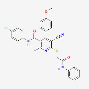 N-(4-chlorophenyl)-5-cyano-4-(4-methoxyphenyl)-2-methyl-6-({2-[(2-methylphenyl)amino]-2-oxoethyl}sulfanyl)pyridine-3-carboxamide