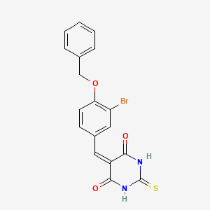 molecular formula C18H13BrN2O3S B11639294 5-[4-(benzyloxy)-3-bromobenzylidene]-2-thioxodihydropyrimidine-4,6(1H,5H)-dione 