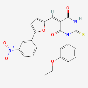 molecular formula C23H17N3O6S B11639305 (5Z)-1-(3-Ethoxyphenyl)-5-{[5-(3-nitrophenyl)furan-2-YL]methylidene}-2-sulfanylidene-1,3-diazinane-4,6-dione 