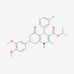 Propan-2-yl 4-(3-chlorophenyl)-7-(3,4-dimethoxyphenyl)-2-methyl-5-oxo-1,4,5,6,7,8-hexahydroquinoline-3-carboxylate